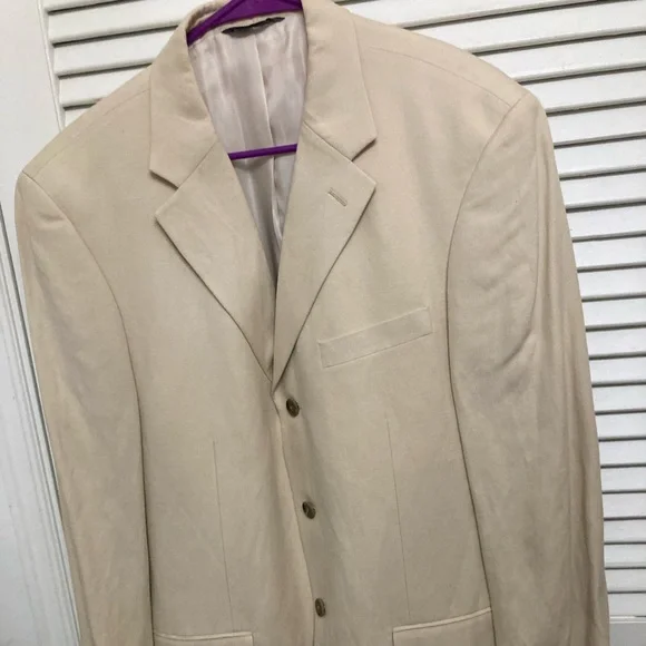 Mens tan silk linen blend blazer 42R - Picture 1 of 5